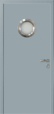 фото дверь kapelli classic, моноколор ral7046, серая с иллюминатором