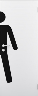 фото дверь kapelli classic гладкая белая с наклейкой м