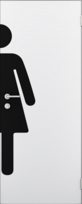 фото дверь kapelli classic гладкая белая с наклейкой ж